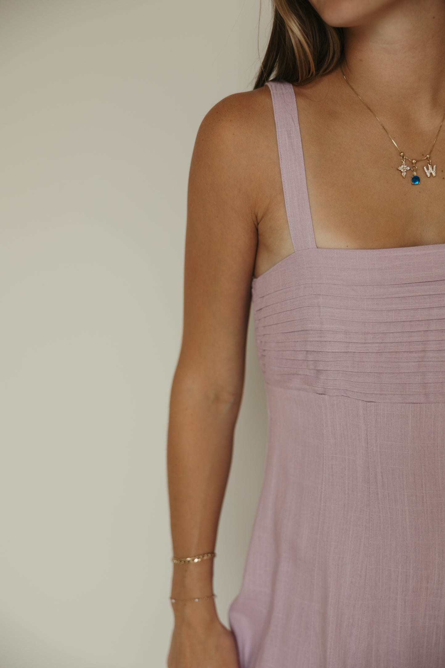 Lilac Pleated Flare Midi Dress