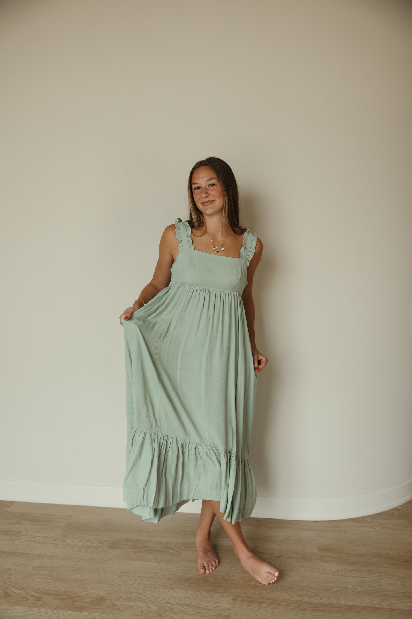 Sage Tie Back Maxi Dress