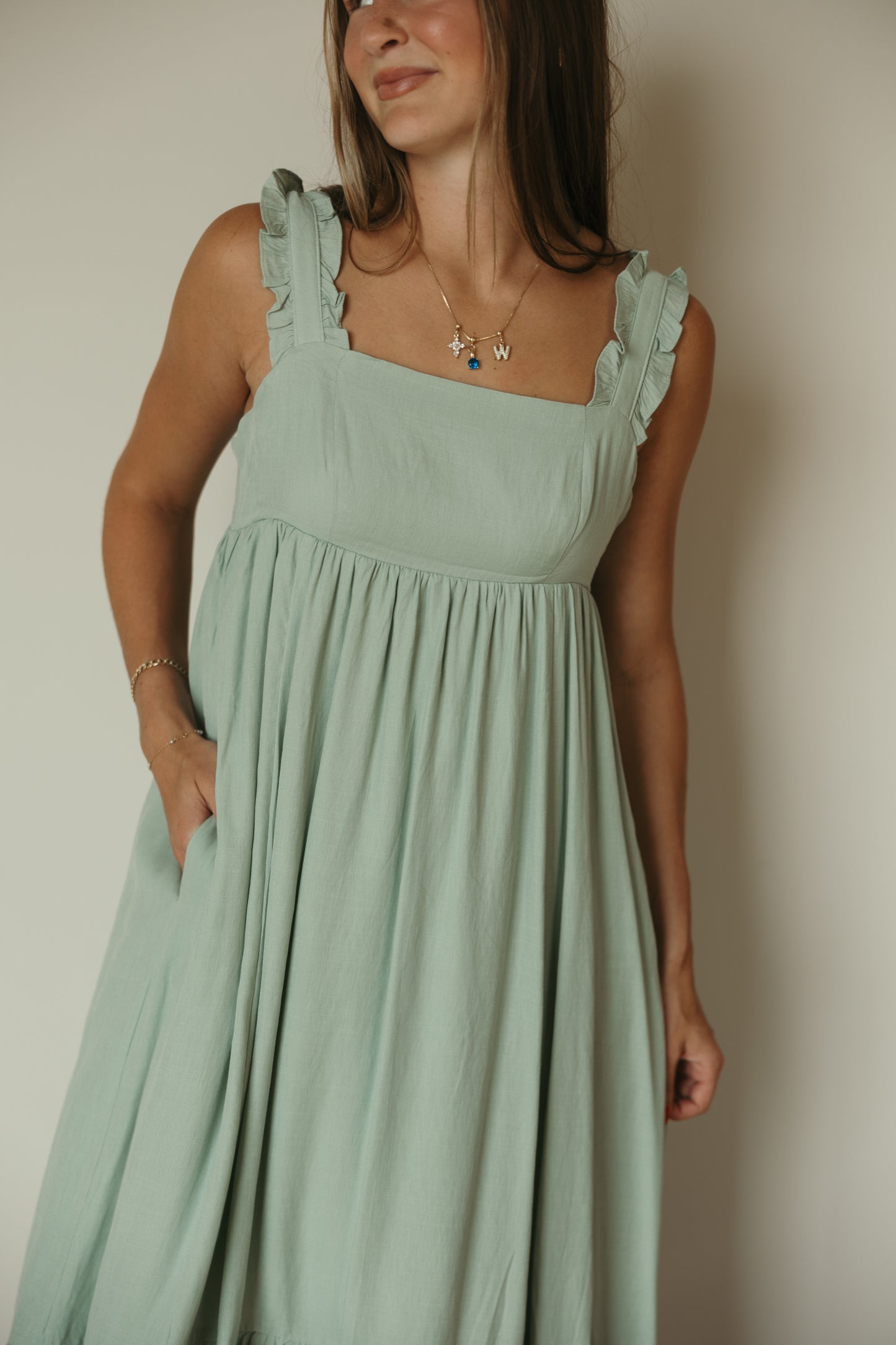 Sage Tie Back Maxi Dress