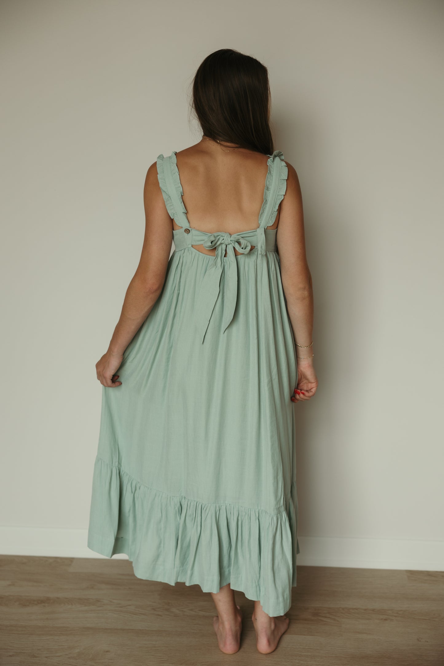 Sage Tie Back Maxi Dress