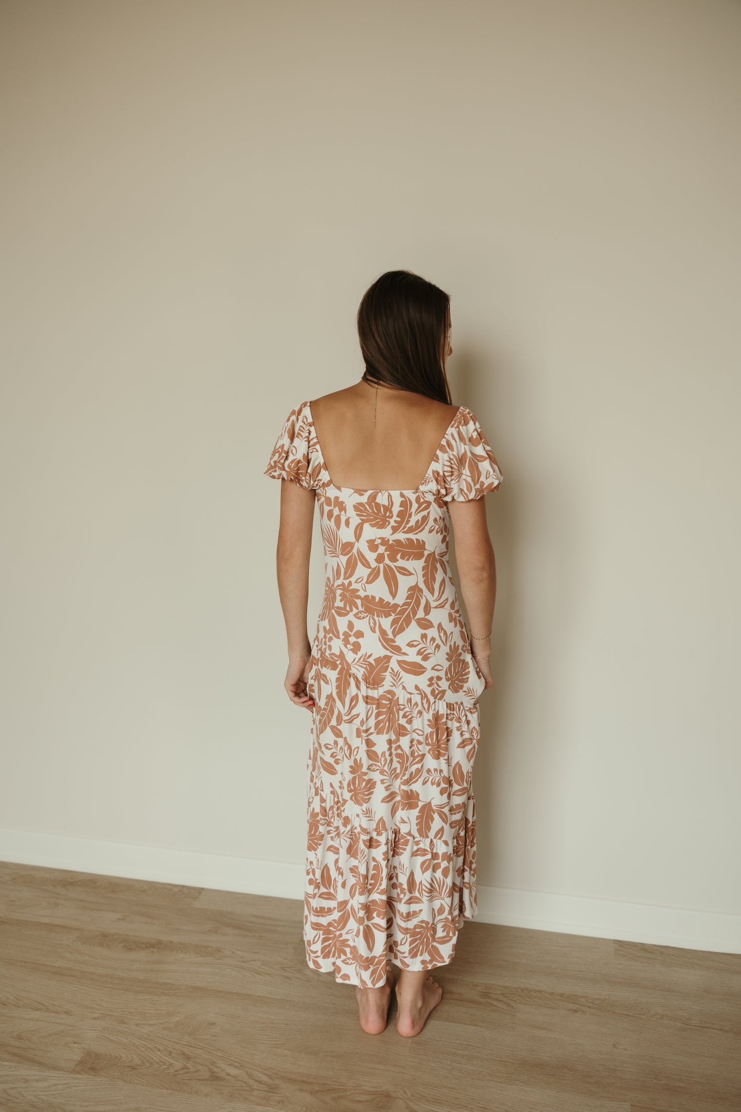 Front Twist Tropical Print Maxi Dress