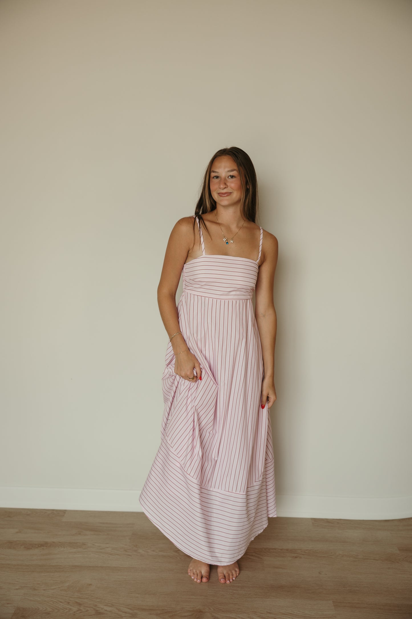 Strawberry Milk Striped Maxi Dress