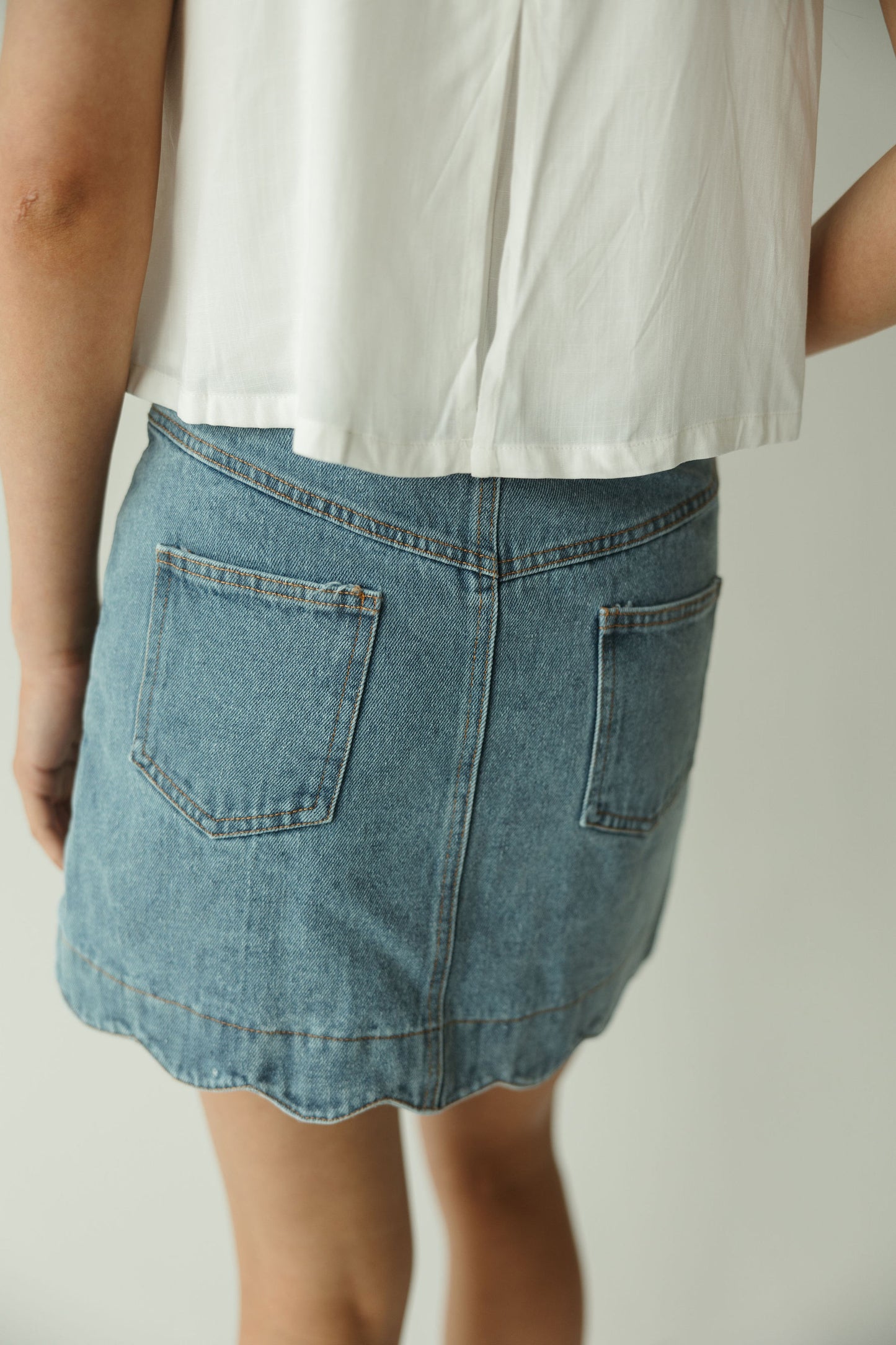 Denim Scalloped Skirt