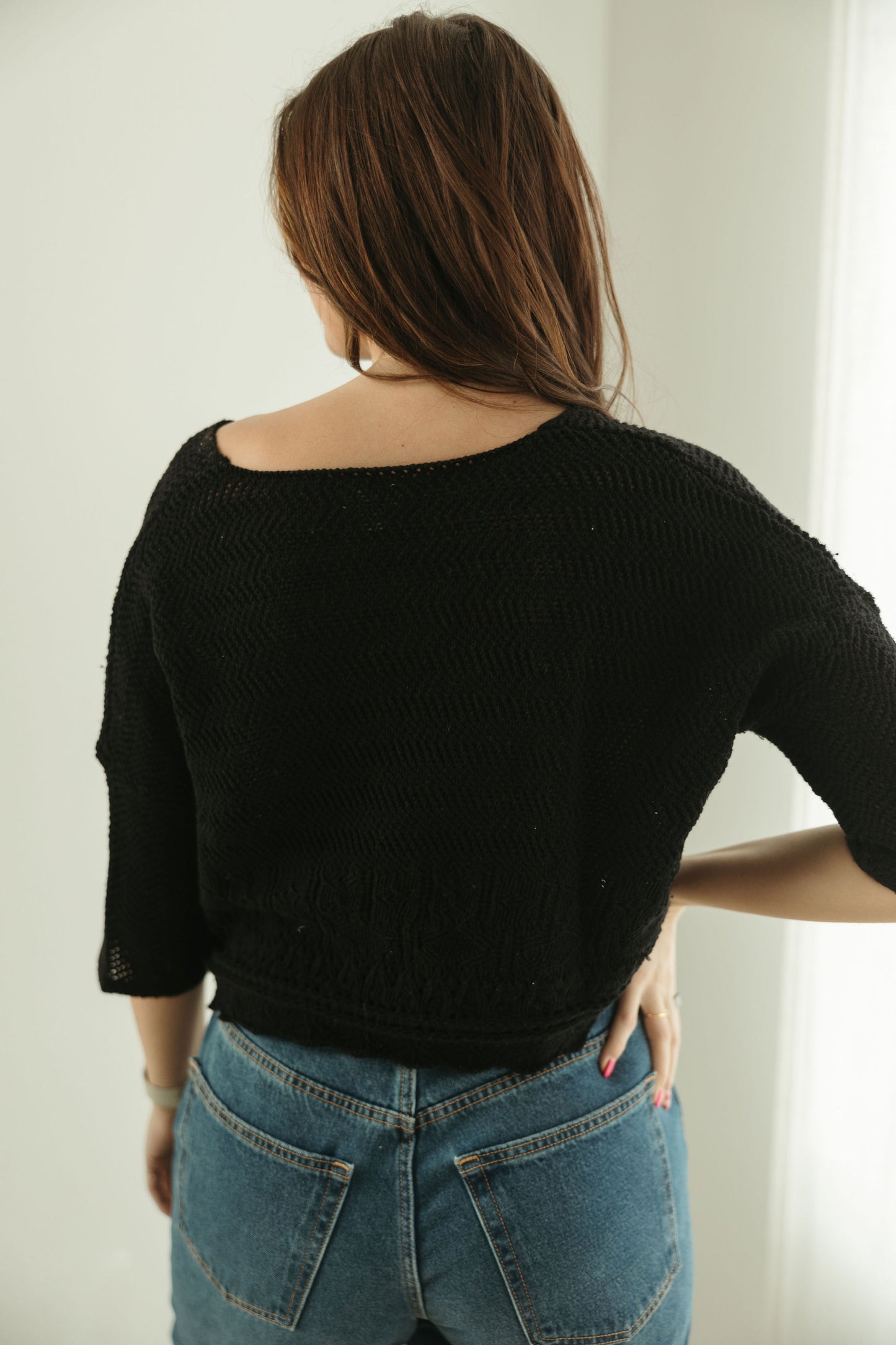 Black Crochet Boxy Crop