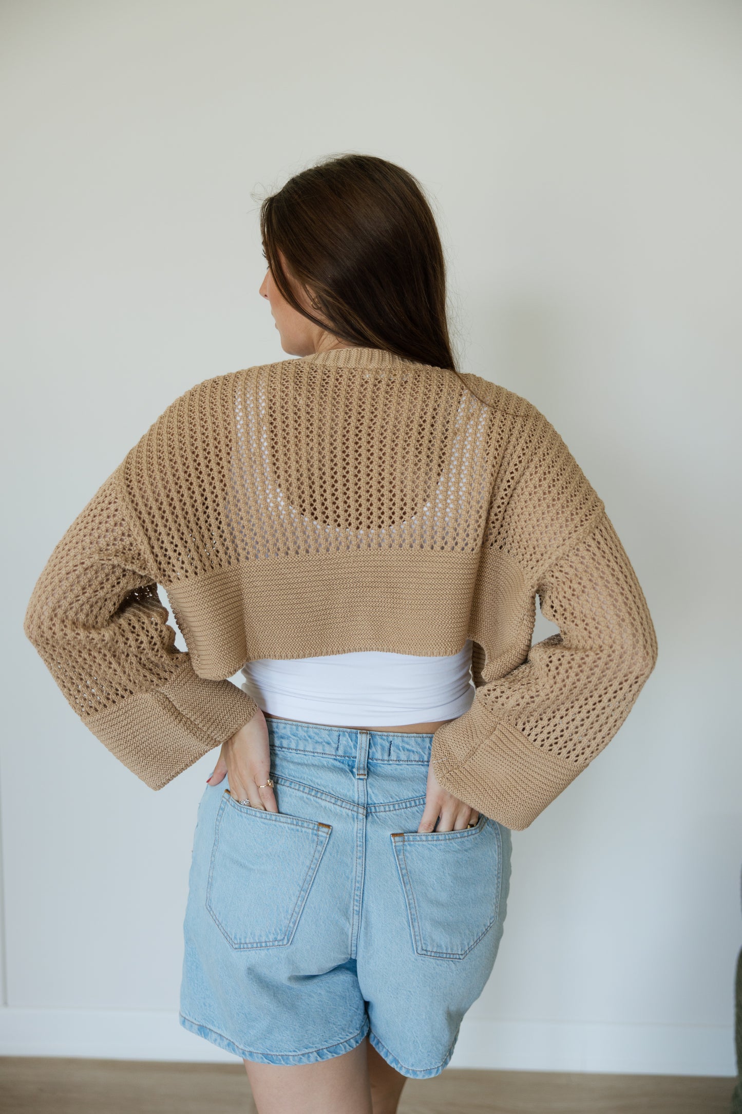 Taupe Open Knit Cardigan
