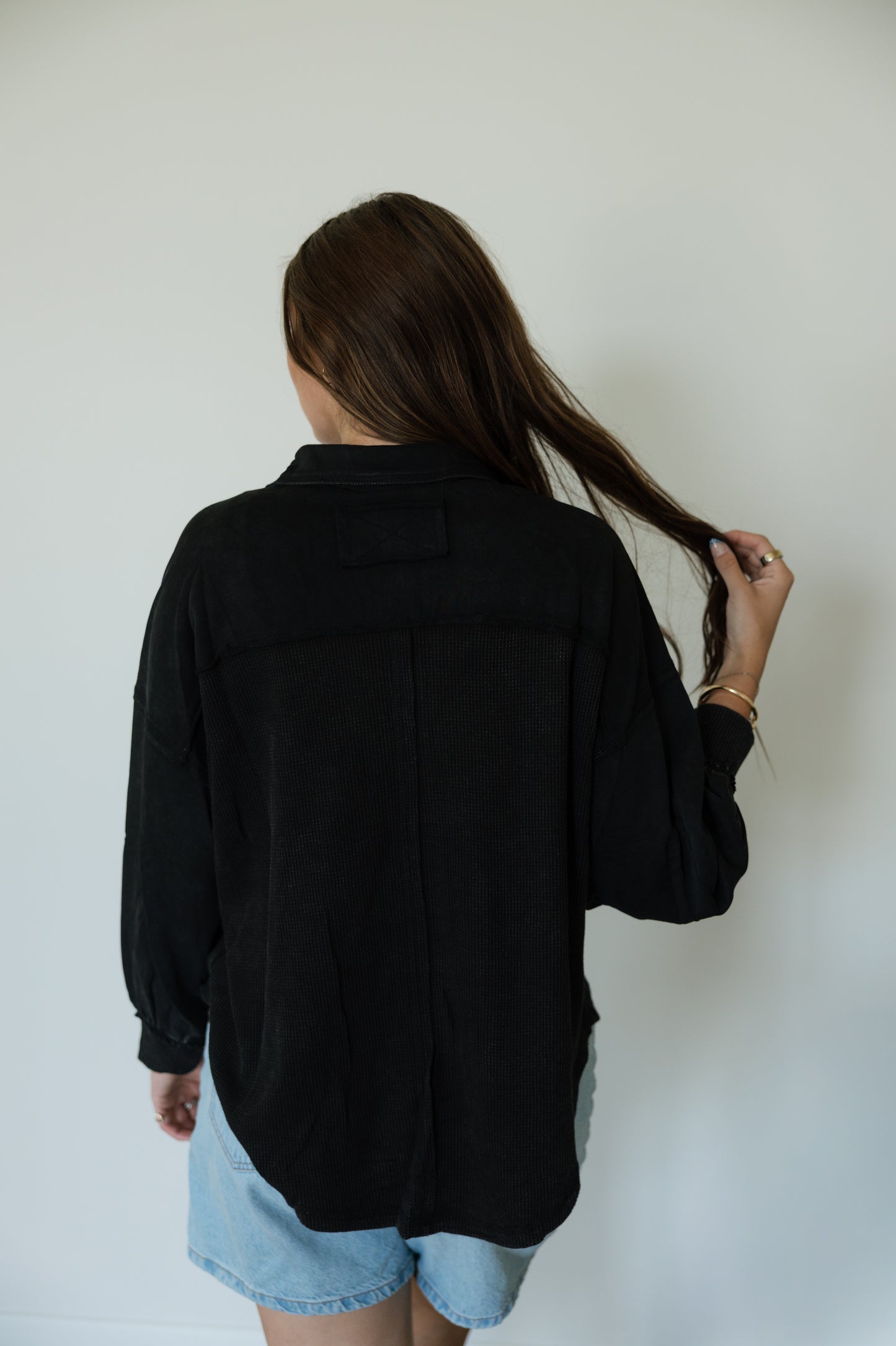 Black Washed Button Down
