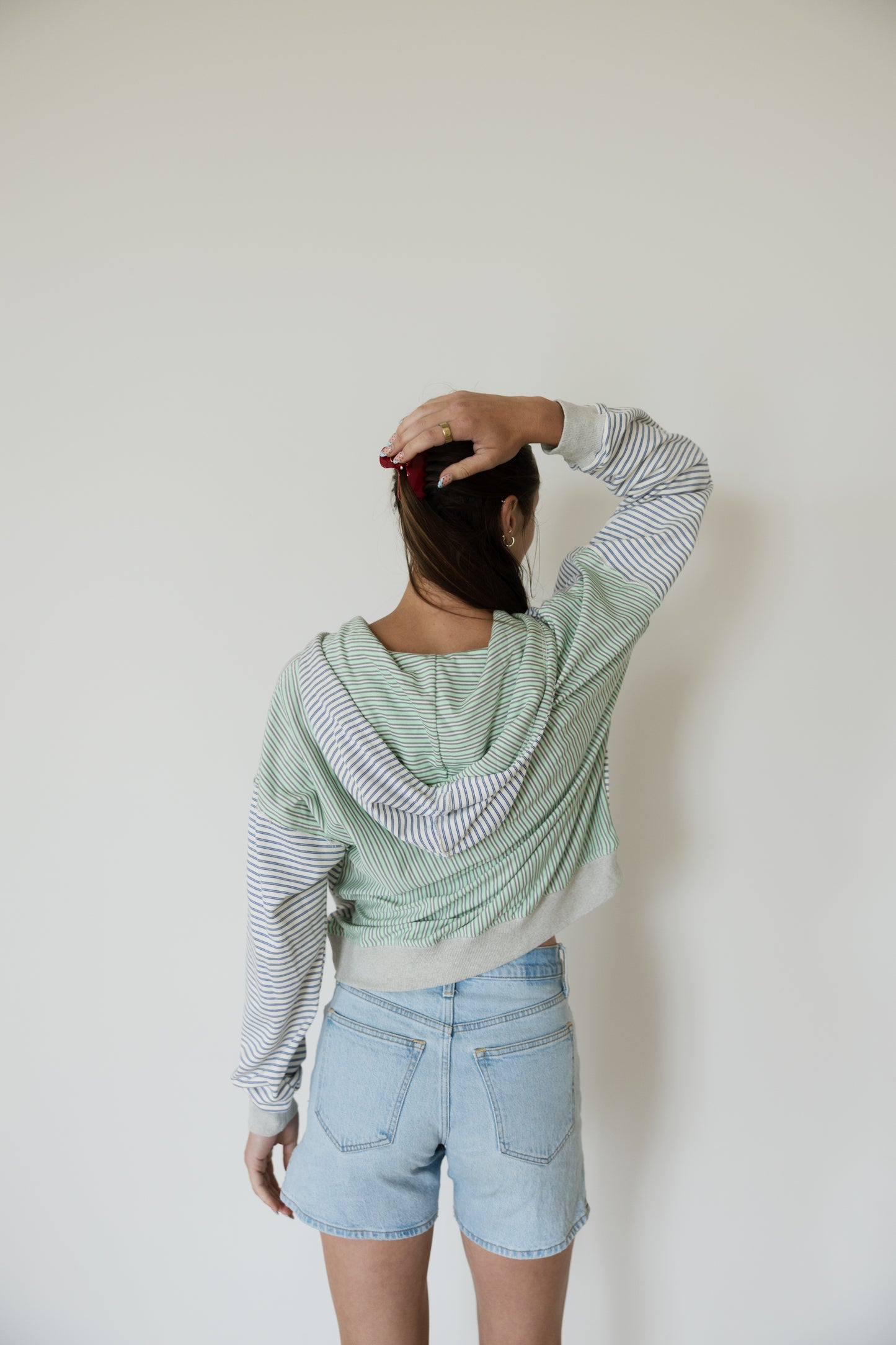 Blue & Mint Stripe Hoodie
