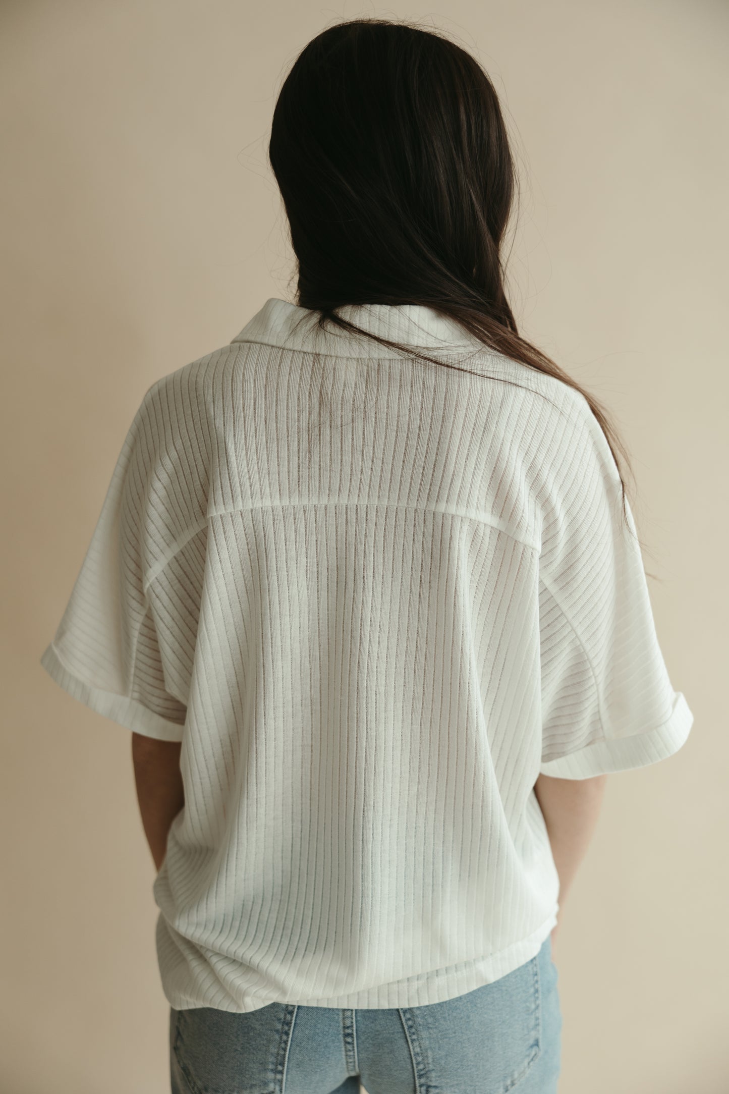 White Collared Button Up Top