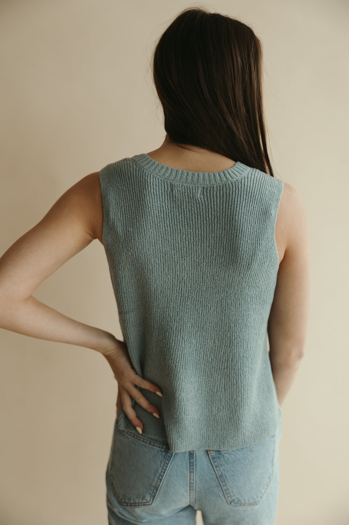 Textured Knit V-Neck Top