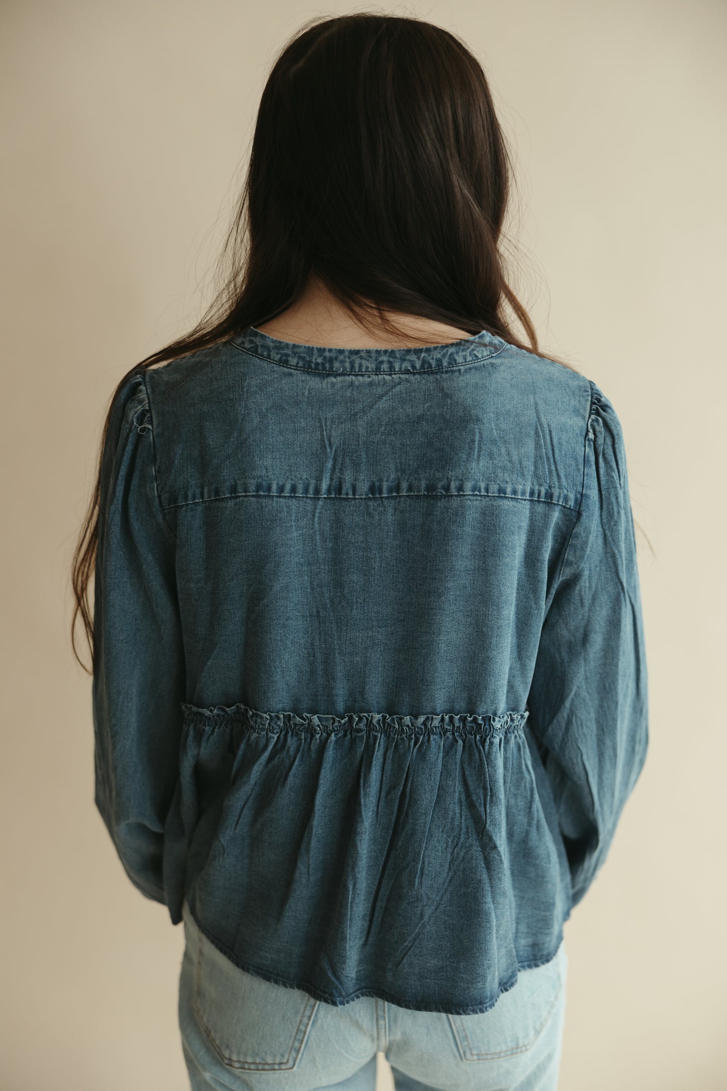 Denim Front Tie Top