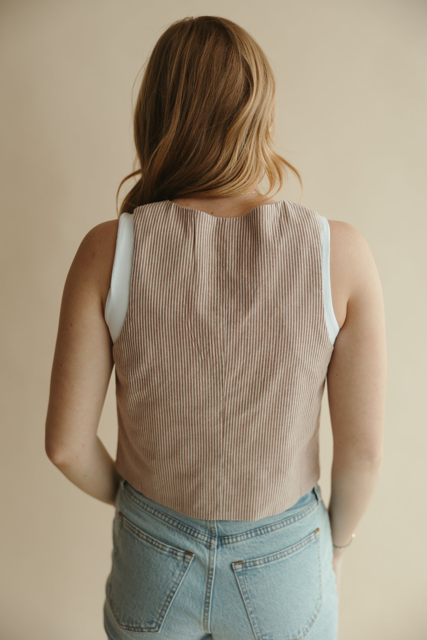 Brick Pinstriped Tie Vest