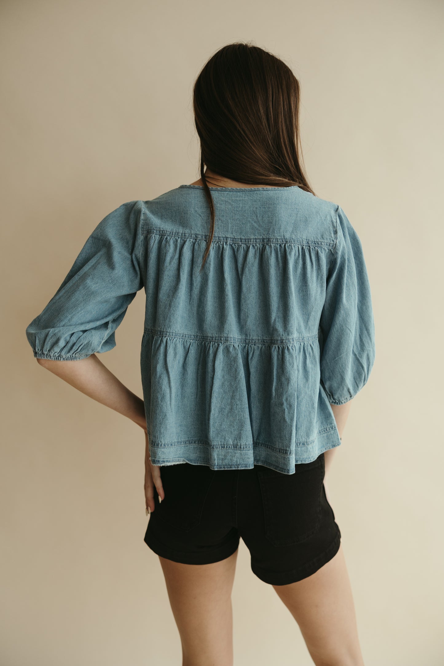 Puff Sleeve Denim Top
