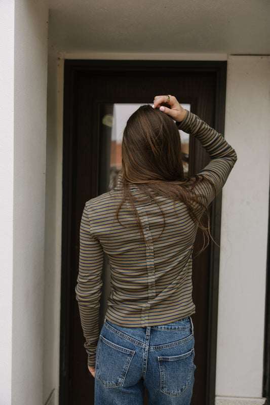 Stripe Turtle Neck Long Sleeve