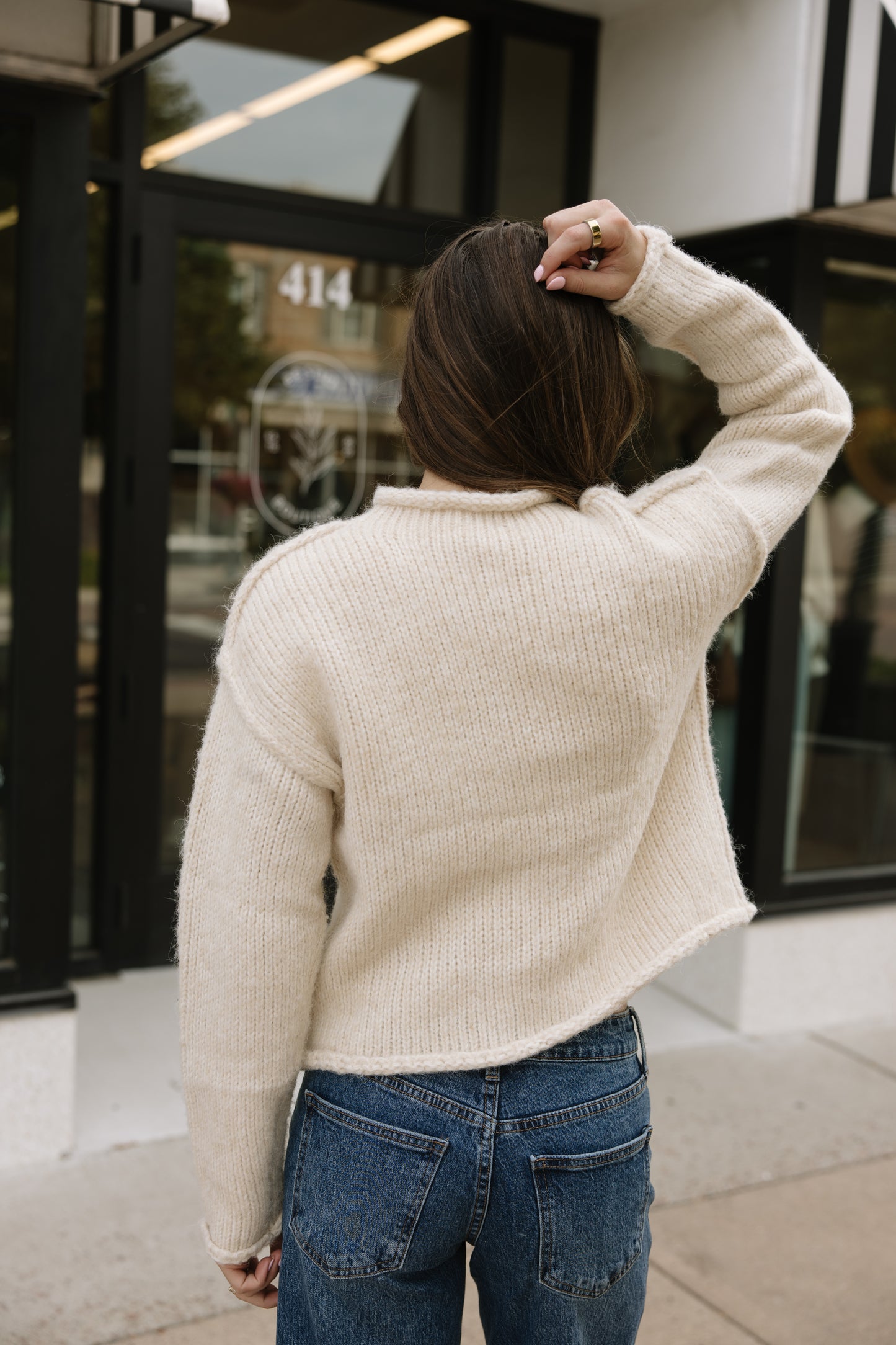 Mock Neck Chunky Knit Sweater
