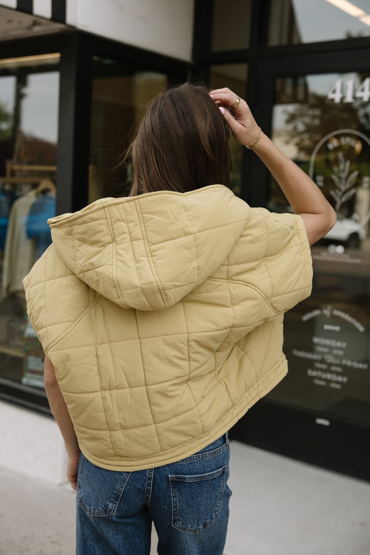 Matcha Quilted Poncho Puffer