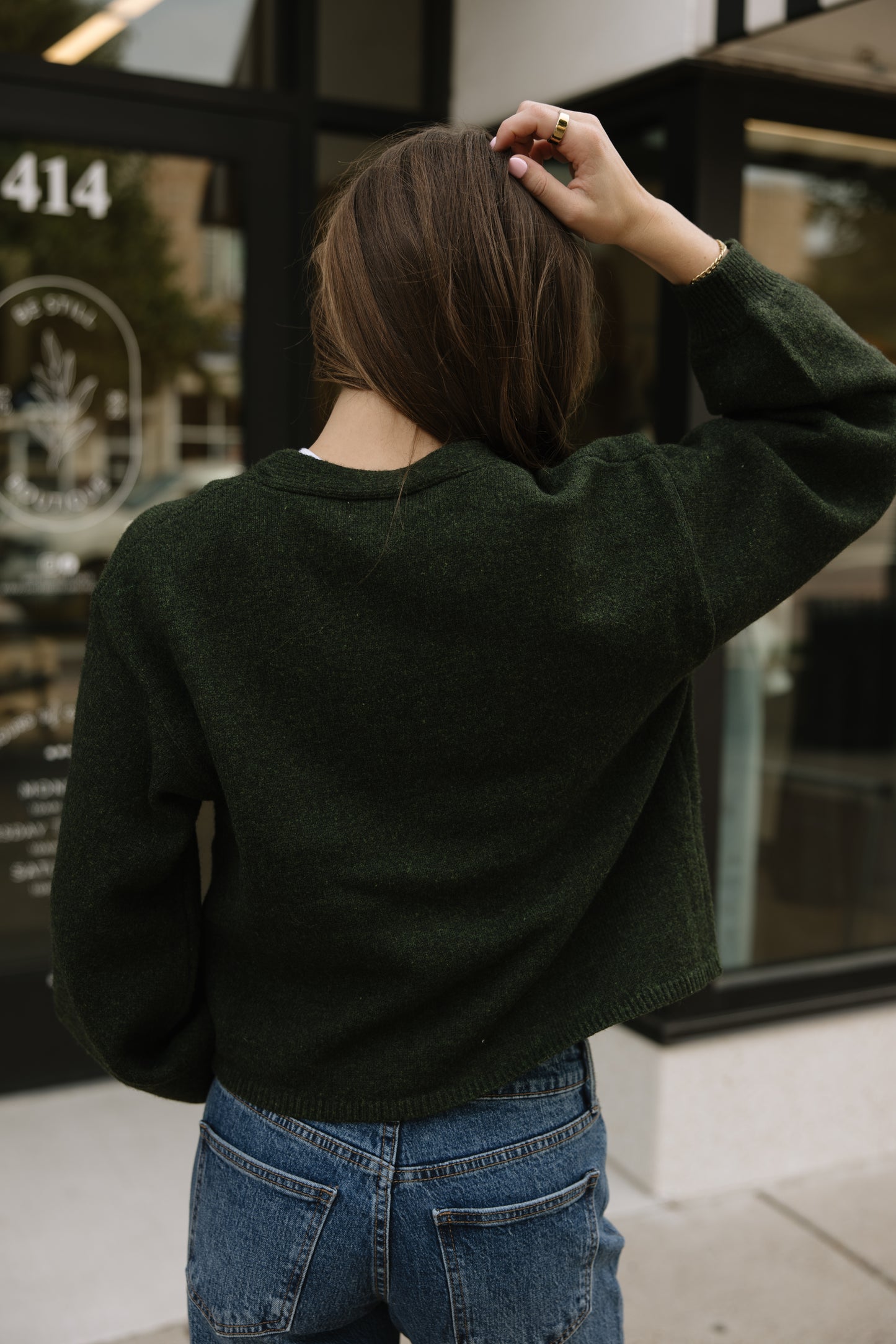 Olive Cuffed Button Cardigan