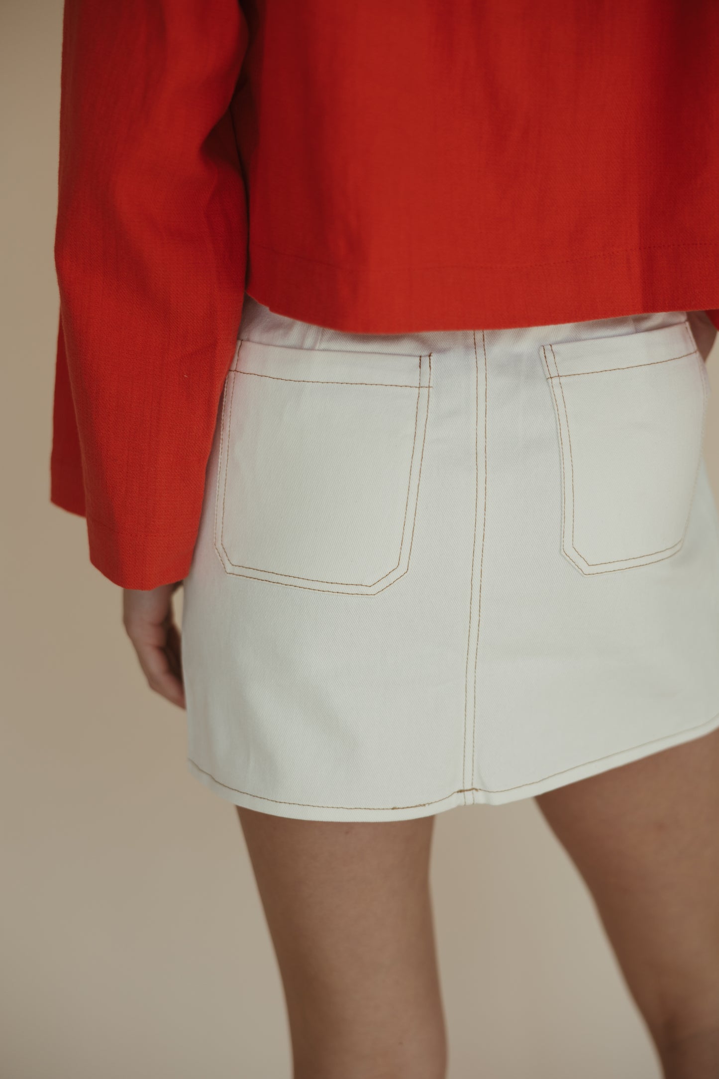 White Cotton Stretch Skirt