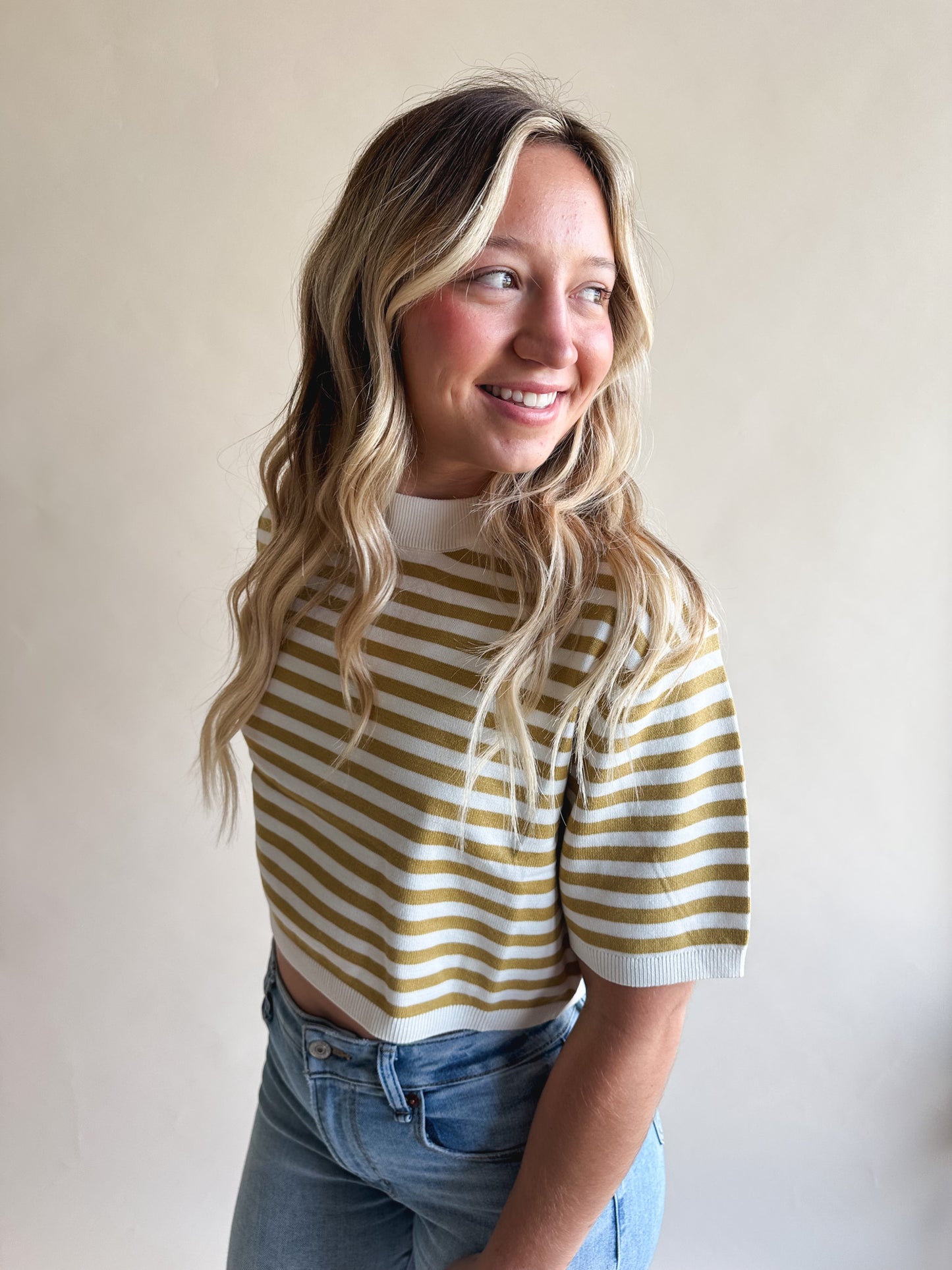 Yellow Stripe Knit Top