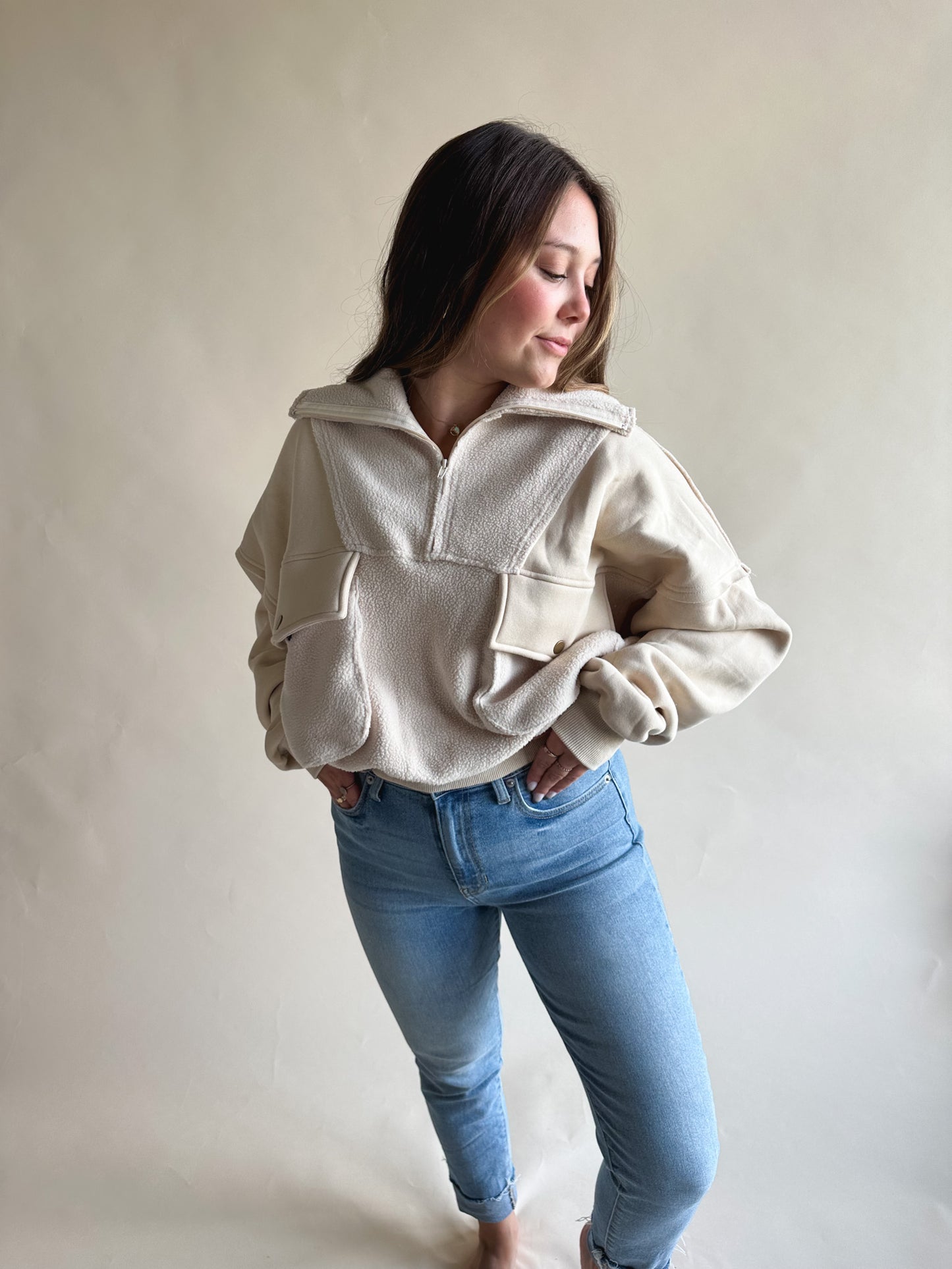 Cream Cropped Pullover