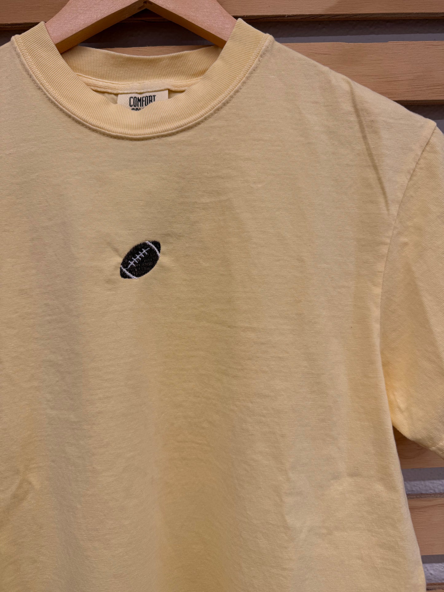 Yellow Embroidered Football Tee