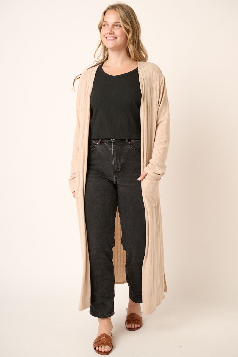 Cream Long Knit Cardigan