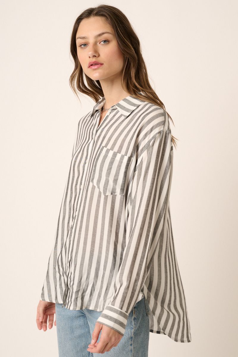 Black Striped Button Down Shirt