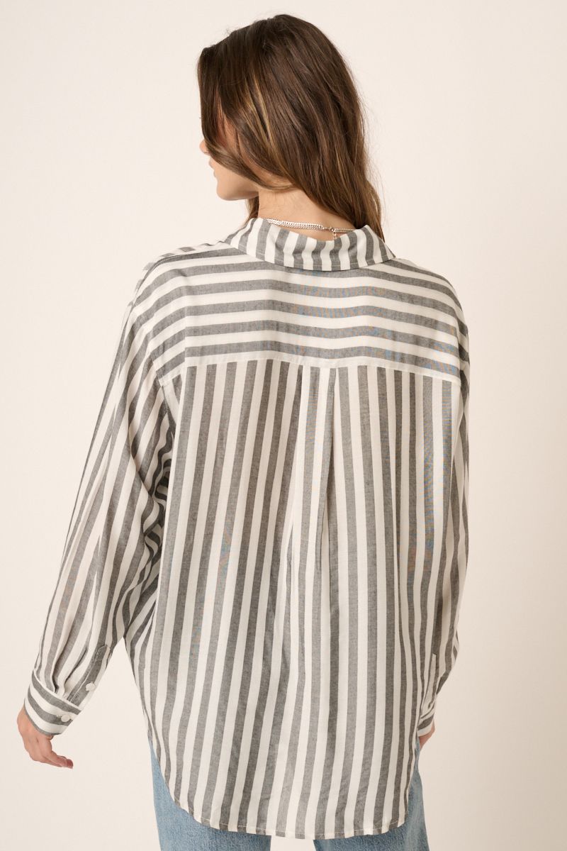 Black Striped Button Down Shirt
