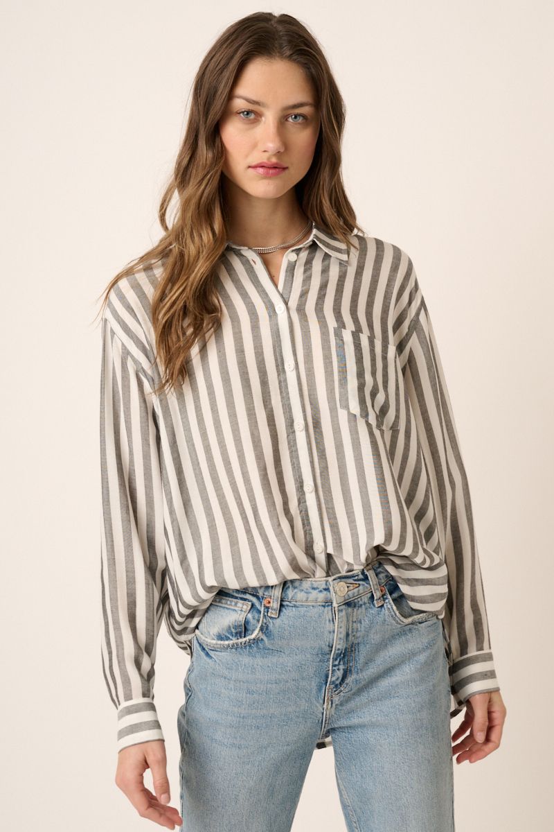 Black Striped Button Down Shirt