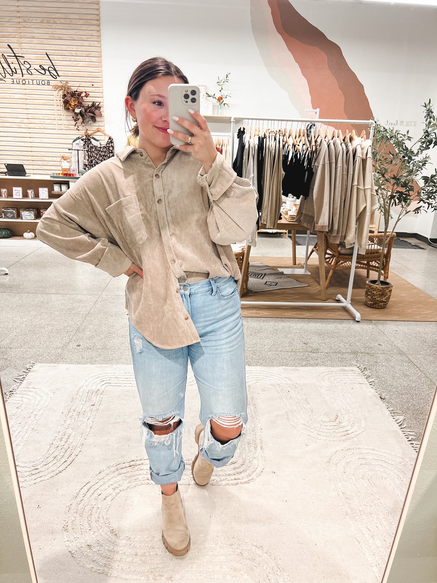 Taupe Corduroy Buttondown