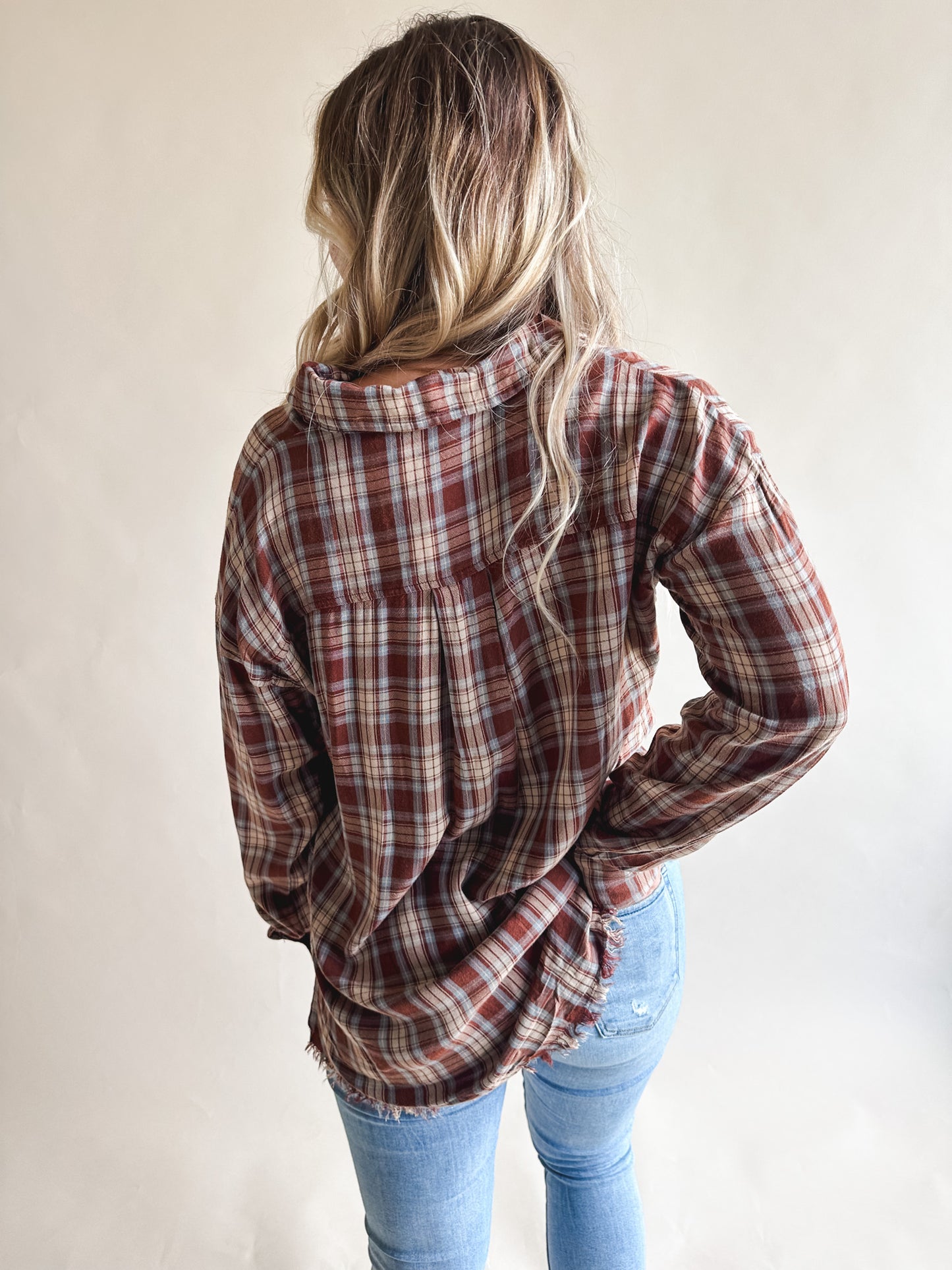 Washed Oversized Plaid Shirt