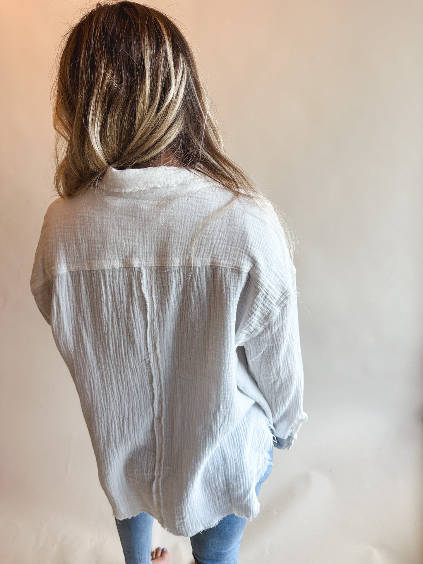 White Gauze Button Down