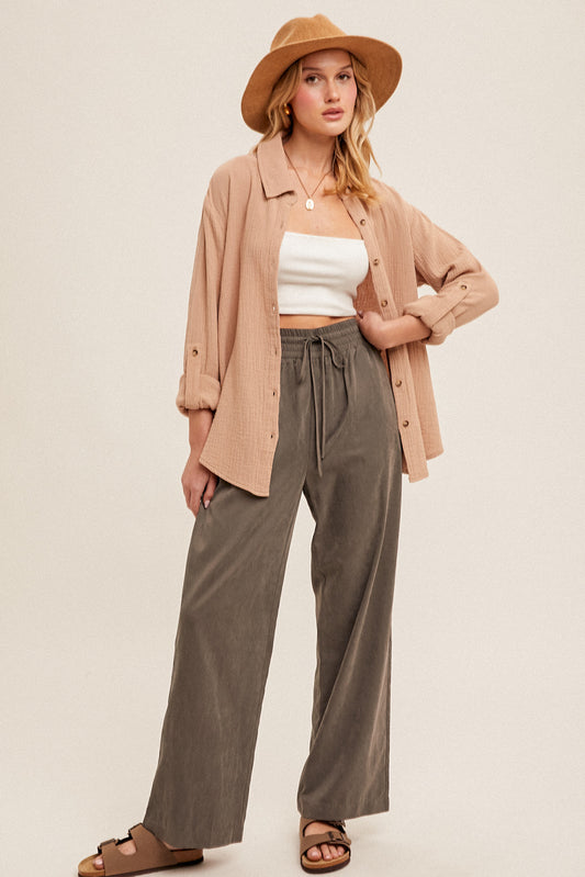 Taupe Button Down