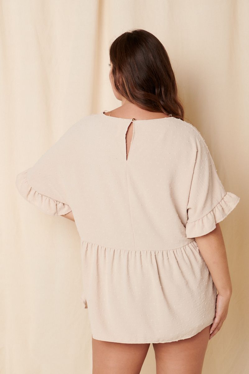 Taupe Ruffle Sleeve Blouse