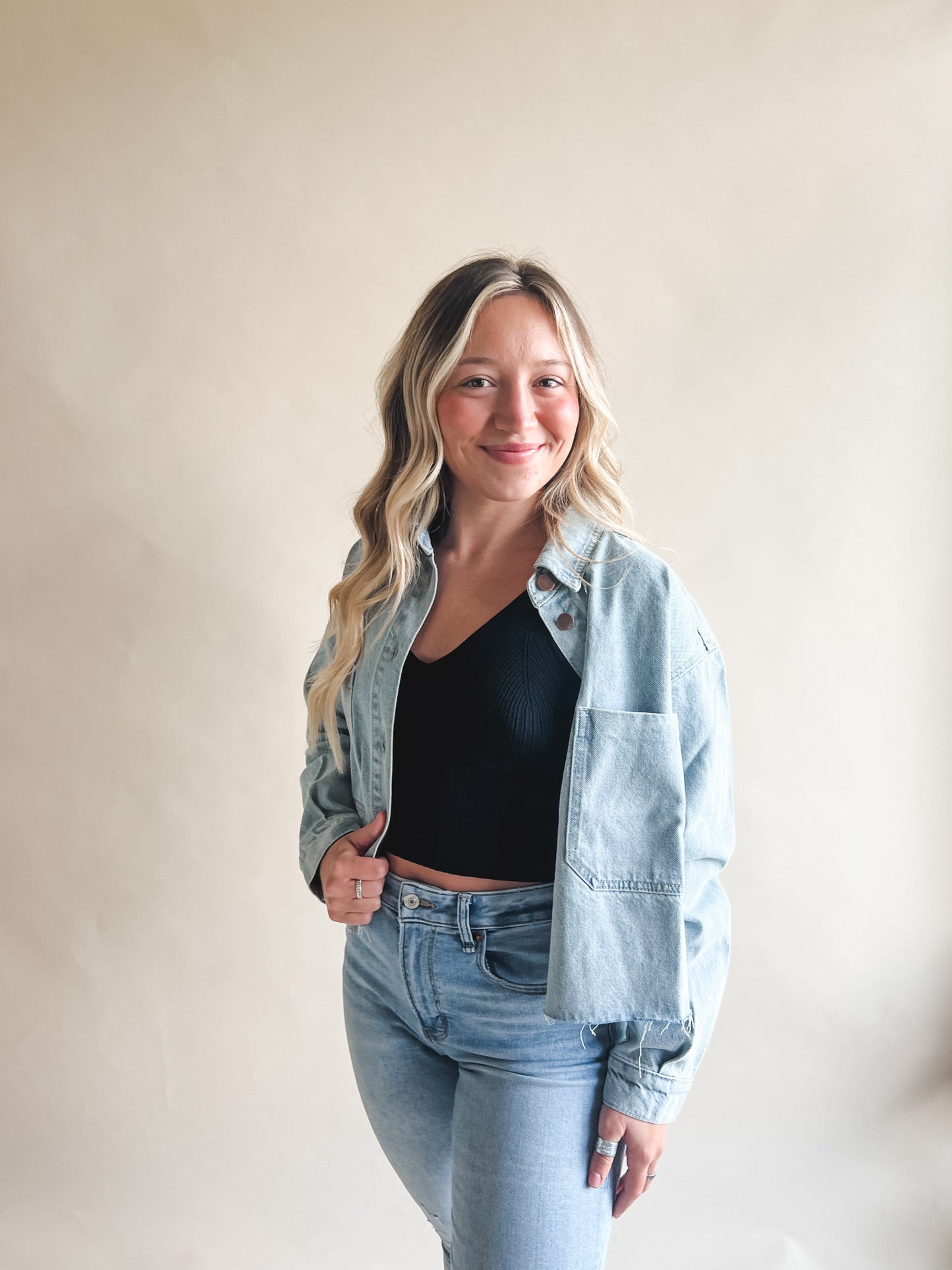 Raw Hem Jean Jacket