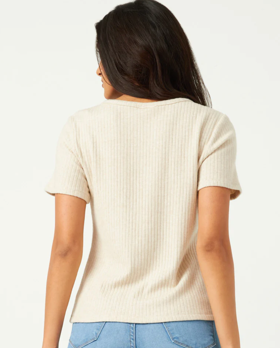 Ivory Ribbed Button Tee