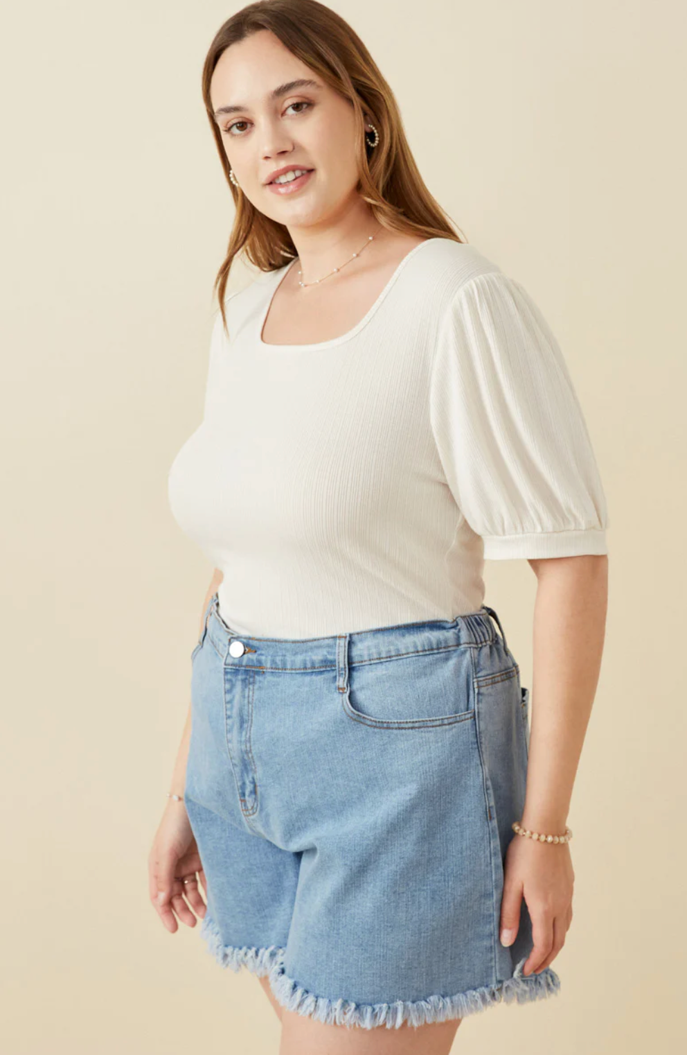 Scoop Neck Puff Sleeve Bodysuit