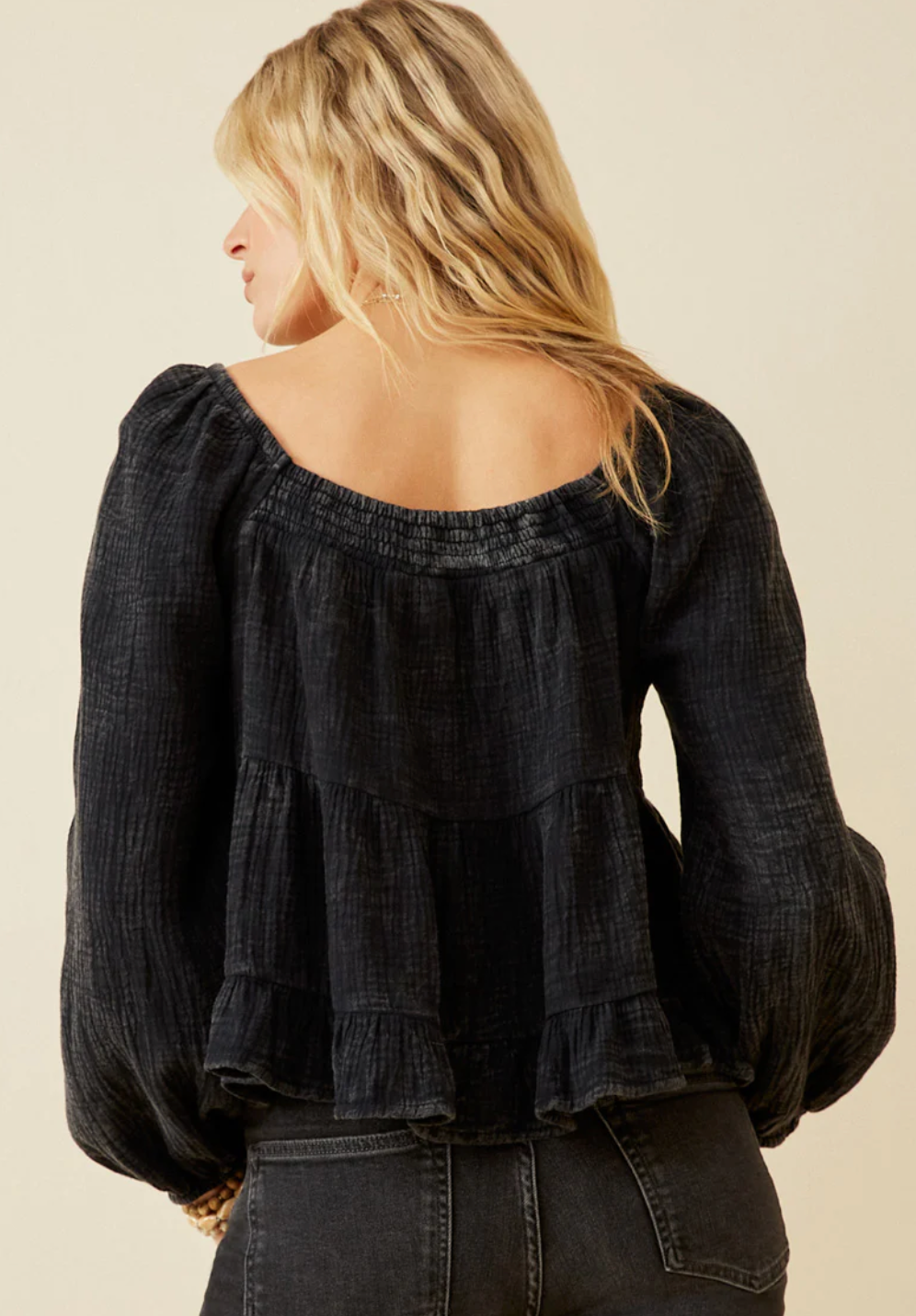 Washed Peplum Top