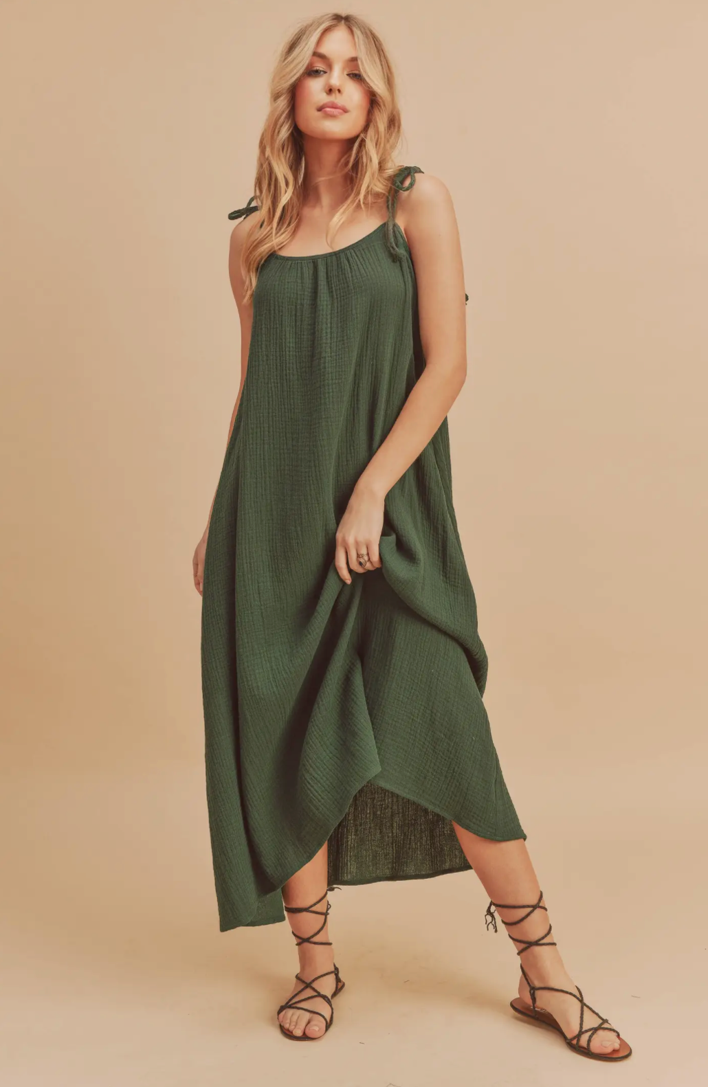 Emerald Tie Strap Dress