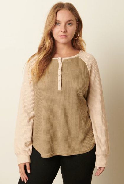 Colorblock Waffle Knit Top
