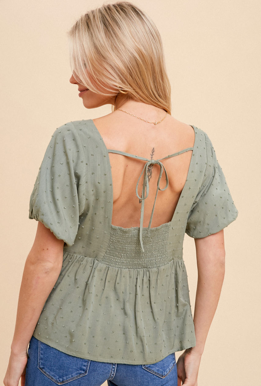 Sage Swiss Dot Top