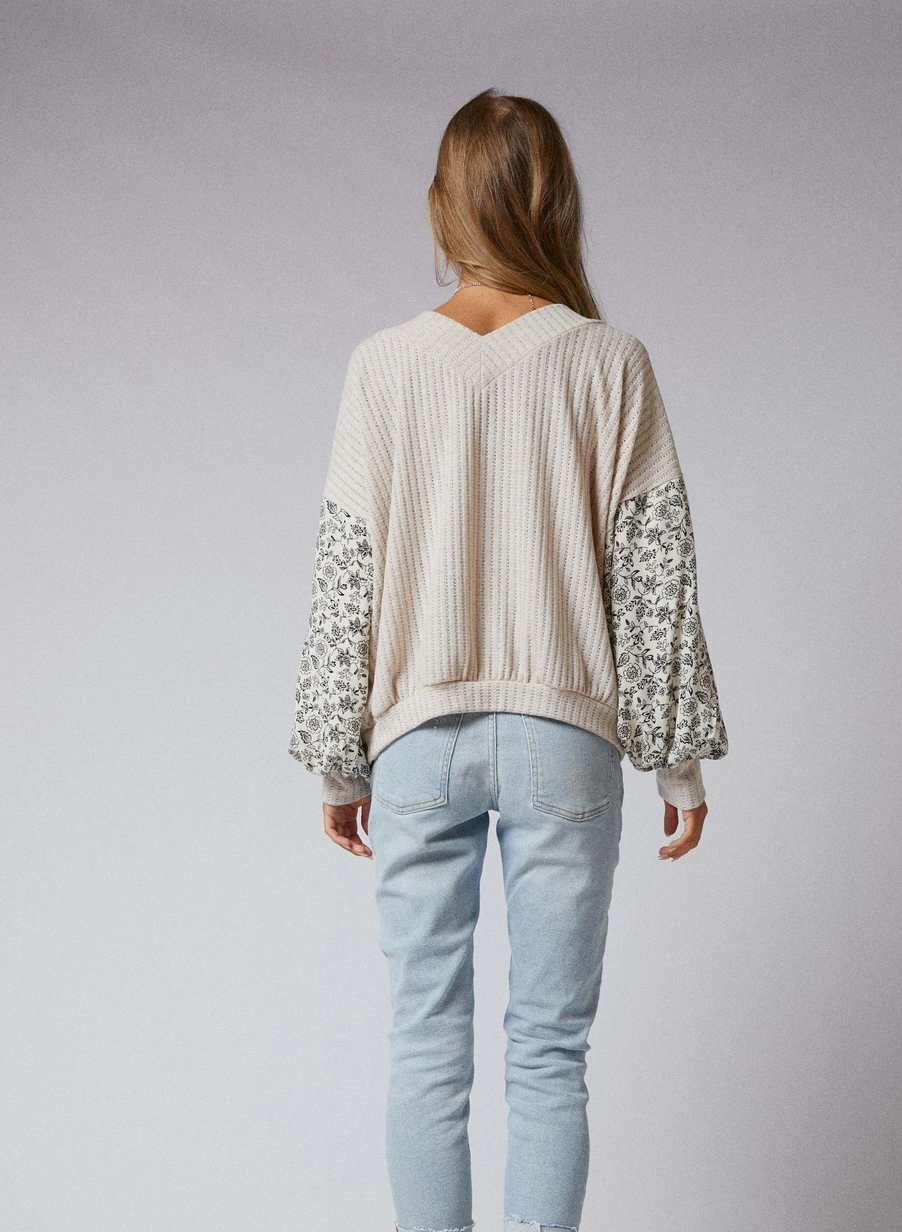 Floral Balloon Sleeve Tunic Top