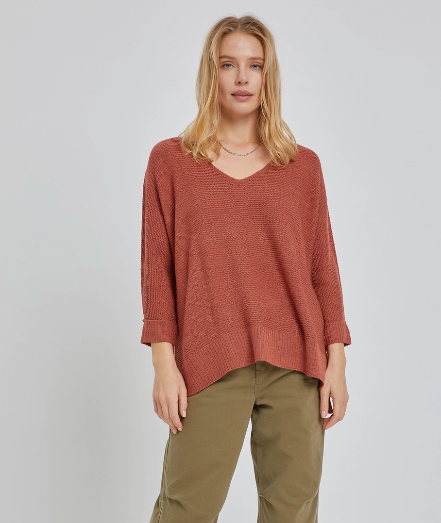 Brick Slouchy Sweater Top