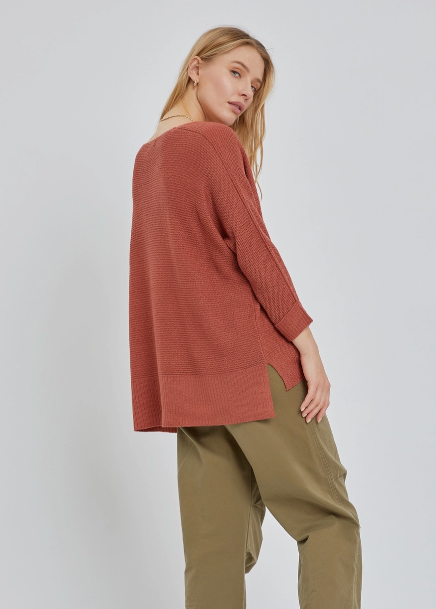 Brick Slouchy Sweater Top