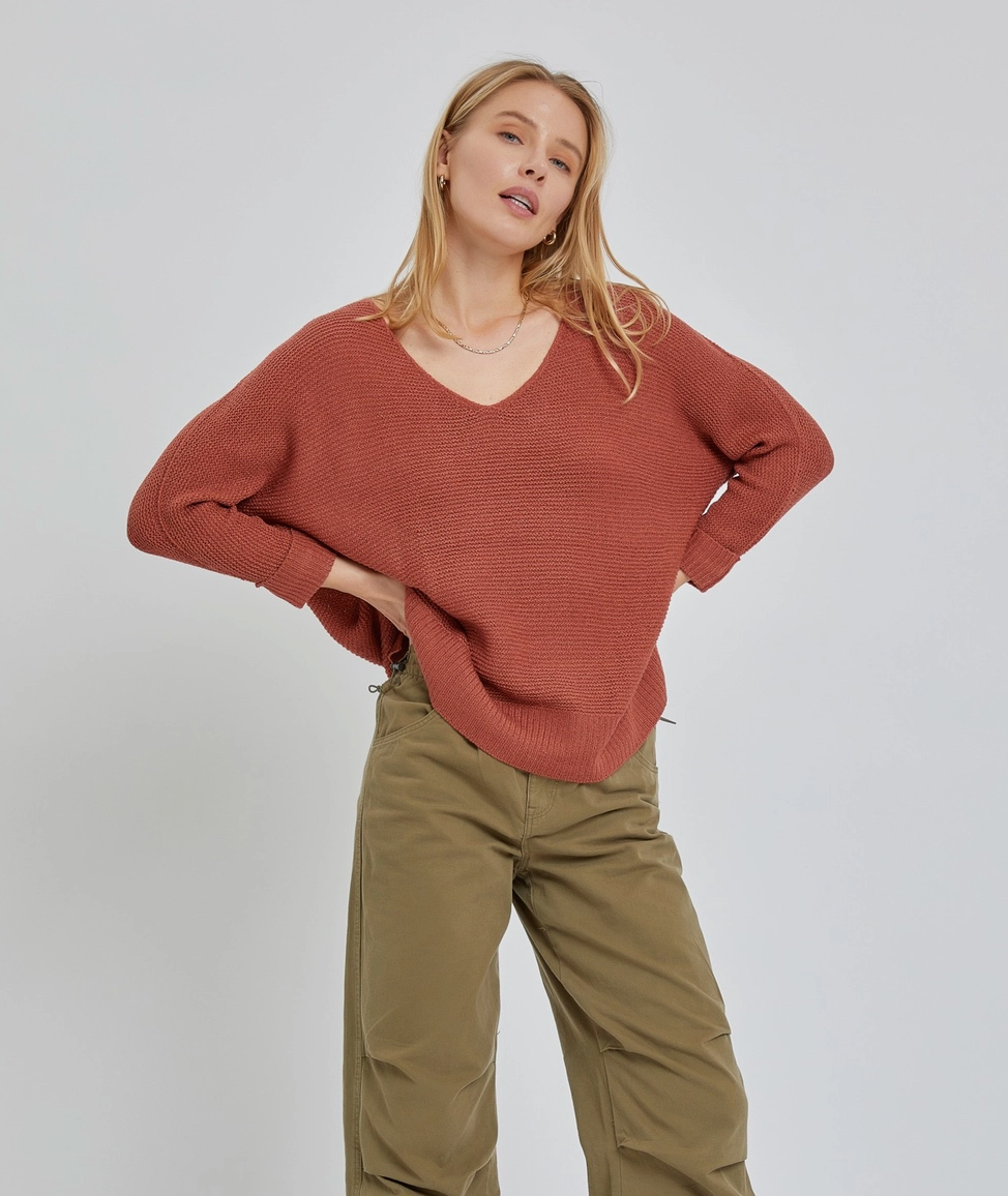 Brick Slouchy Sweater Top