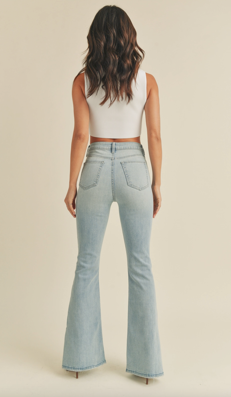 High Rise Slit Flare Jean