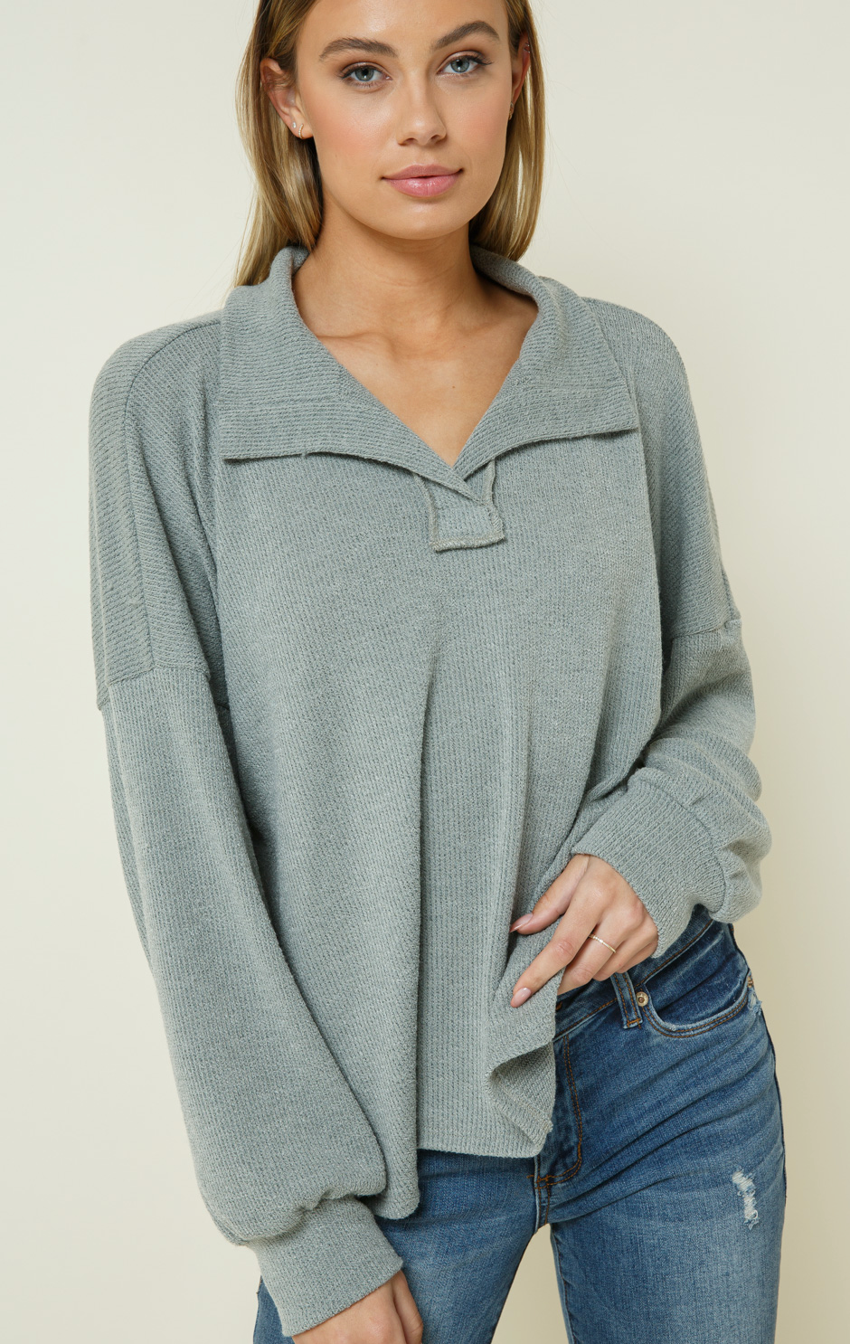 Sage Soft Ribbed Pullover