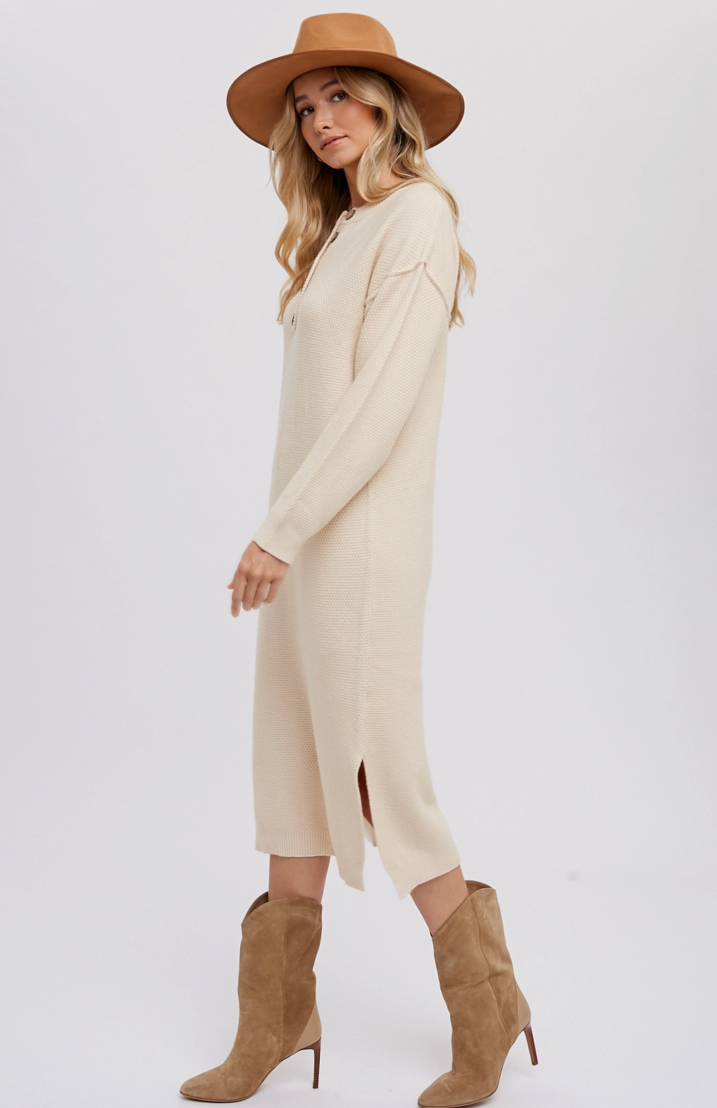 Henley Sweater Midi Dress
