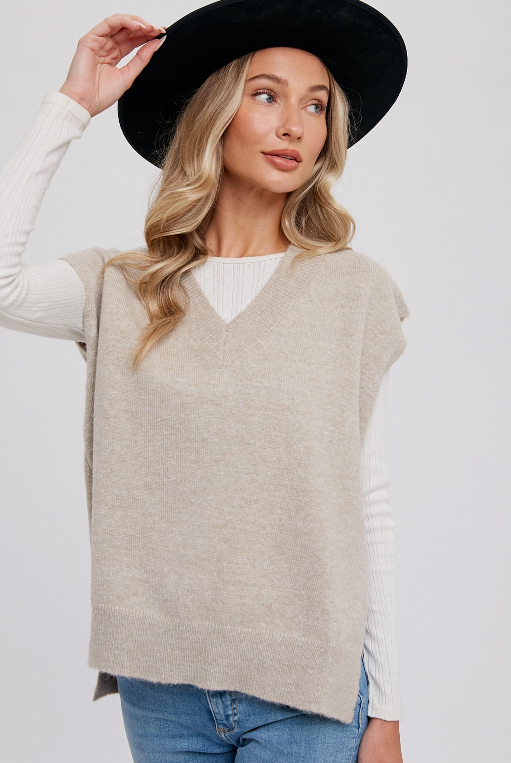 Oversized Oatmeal Sweater Vest