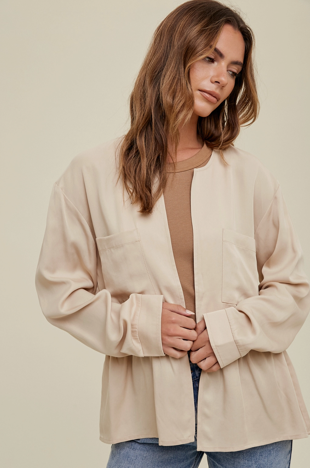 Taupe Peplum Top