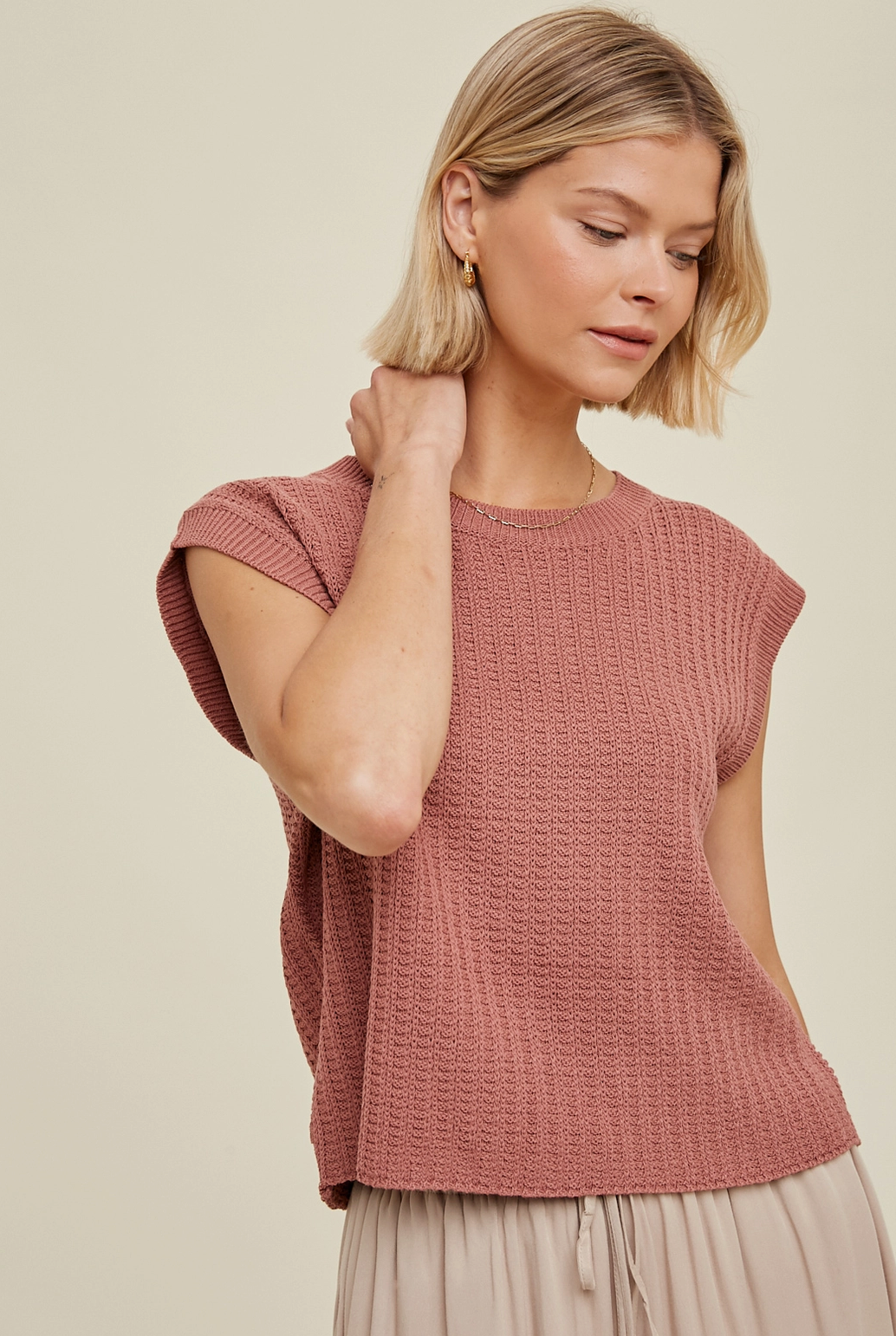 Woodrose Relaxed Crop Vest